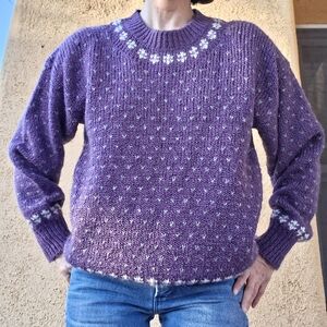 90s Purple And White Snow Flake Sweater Faire Isle